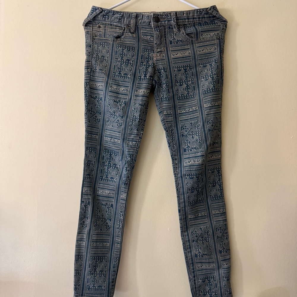 Vintage Free People Low Rise Printed Jeans